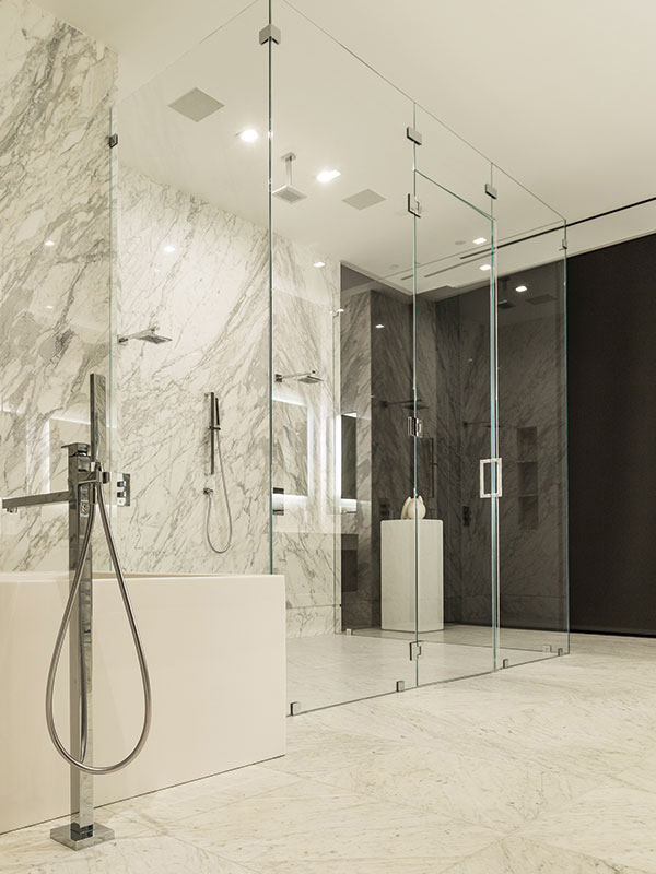 Frameless Glass Shower Enclosure with Matte Black Hinges